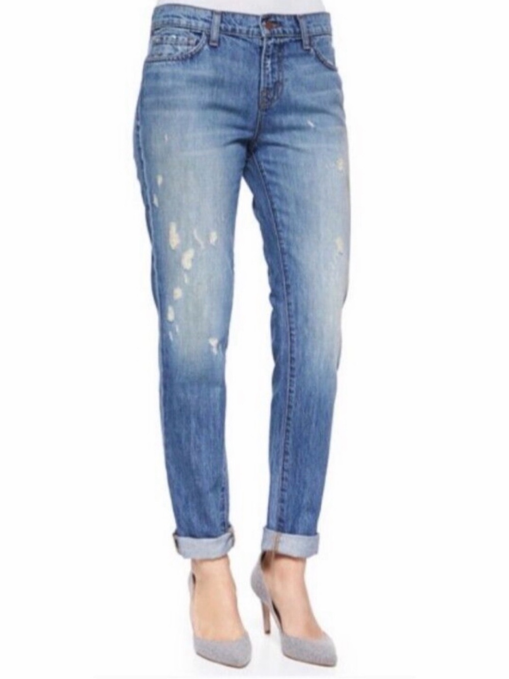 J Brand Jake Boyfriend Distressed Jeans Blue